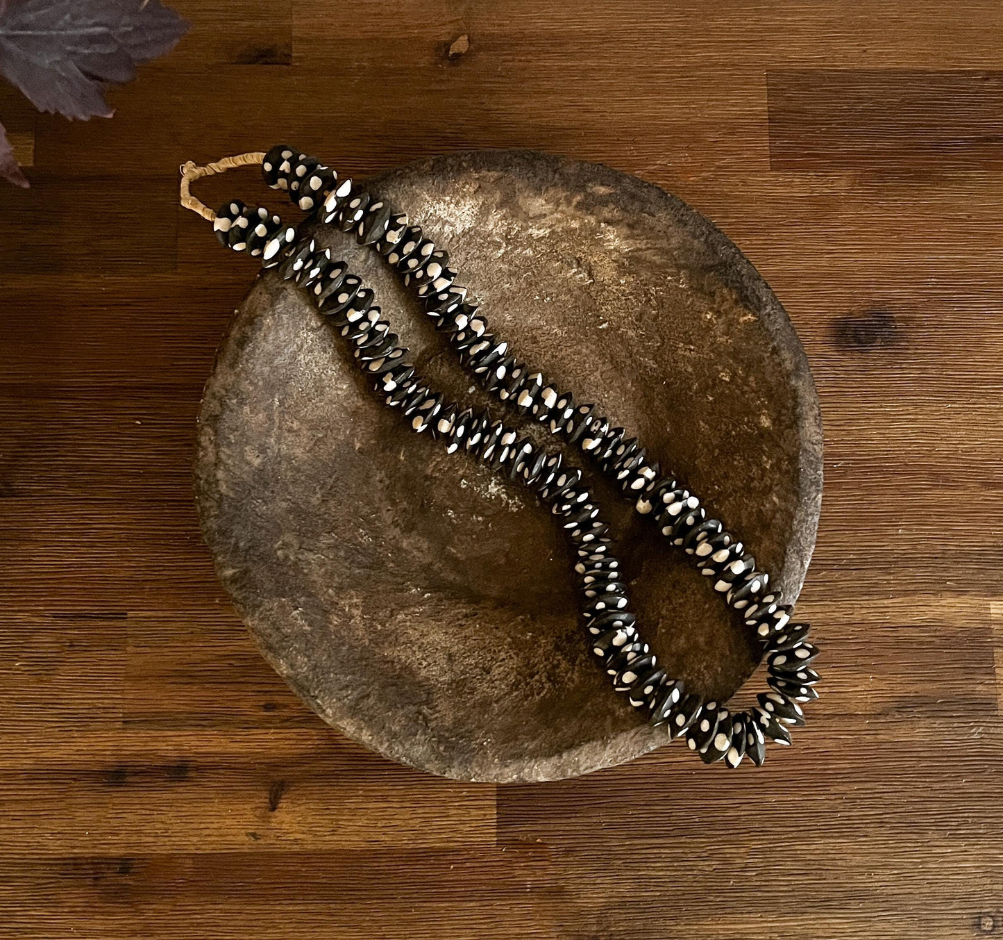 Vintage African Batik Bone Bead Strand
