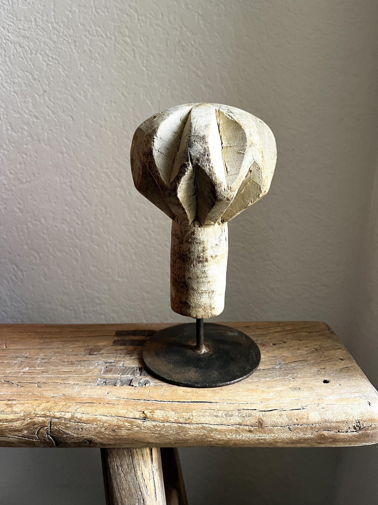 Vintage Wooden Spice Grinder on Stand