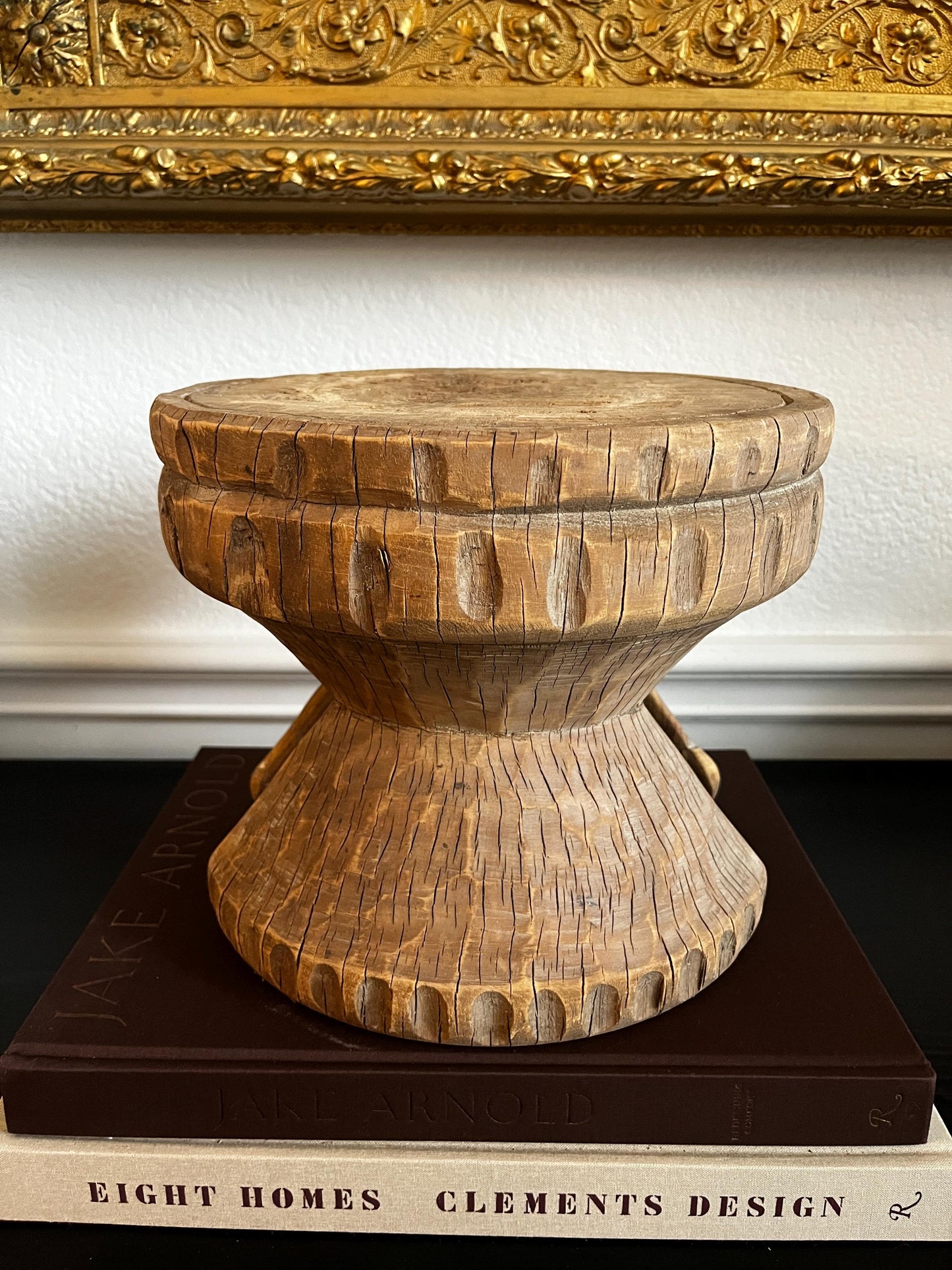 Vintage Carved Wood Mini Stool