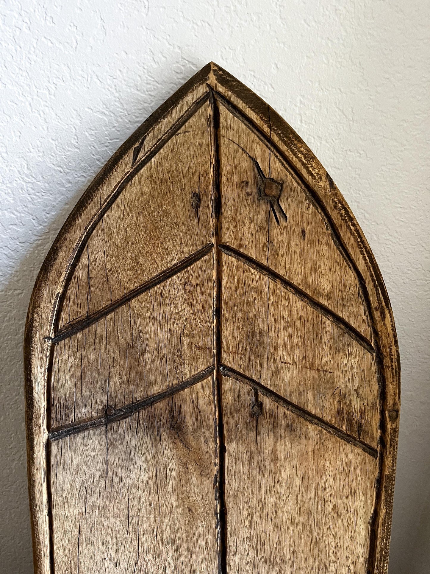 Vintage Carved Wood Arched Panel