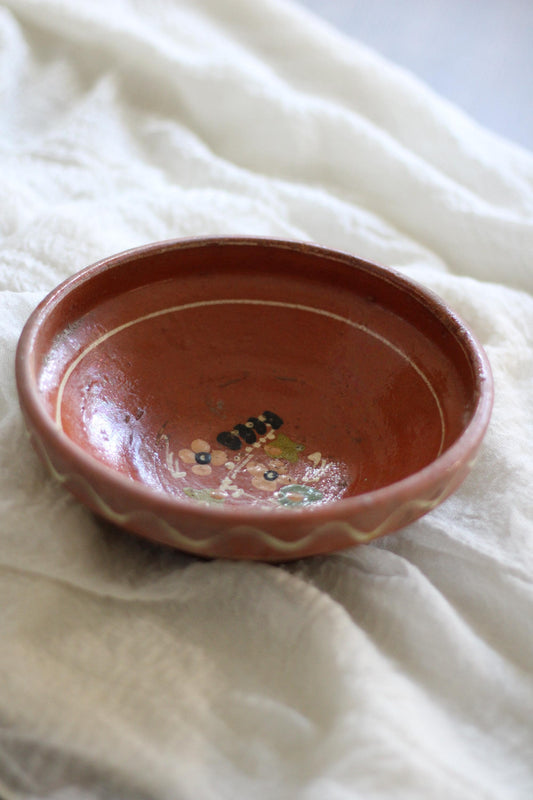 Vintage Terracotta Hand Painted European Bowl
