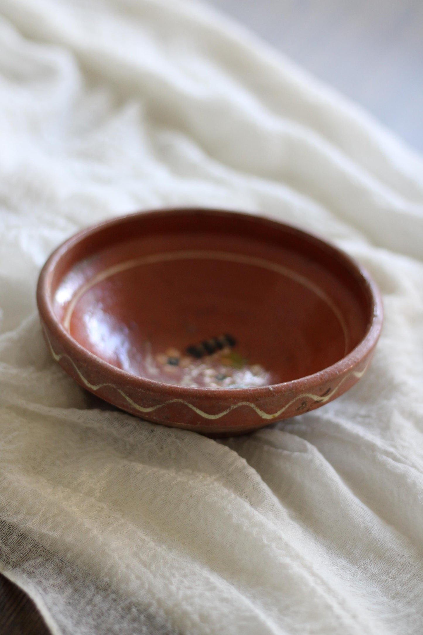 Vintage Terracotta Hand Painted European Bowl