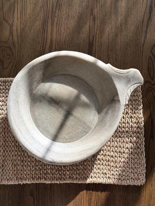 Large Antique Stone Parat Tray with Handle