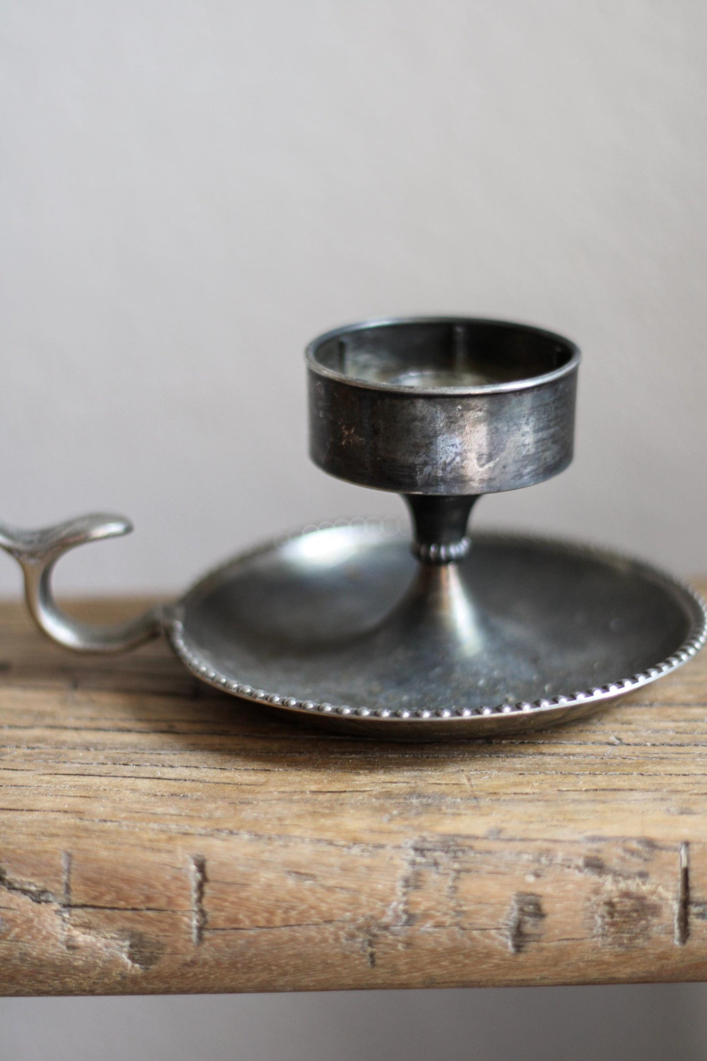 Vintage Silver Chambermaid Candleholder Beaded Rim