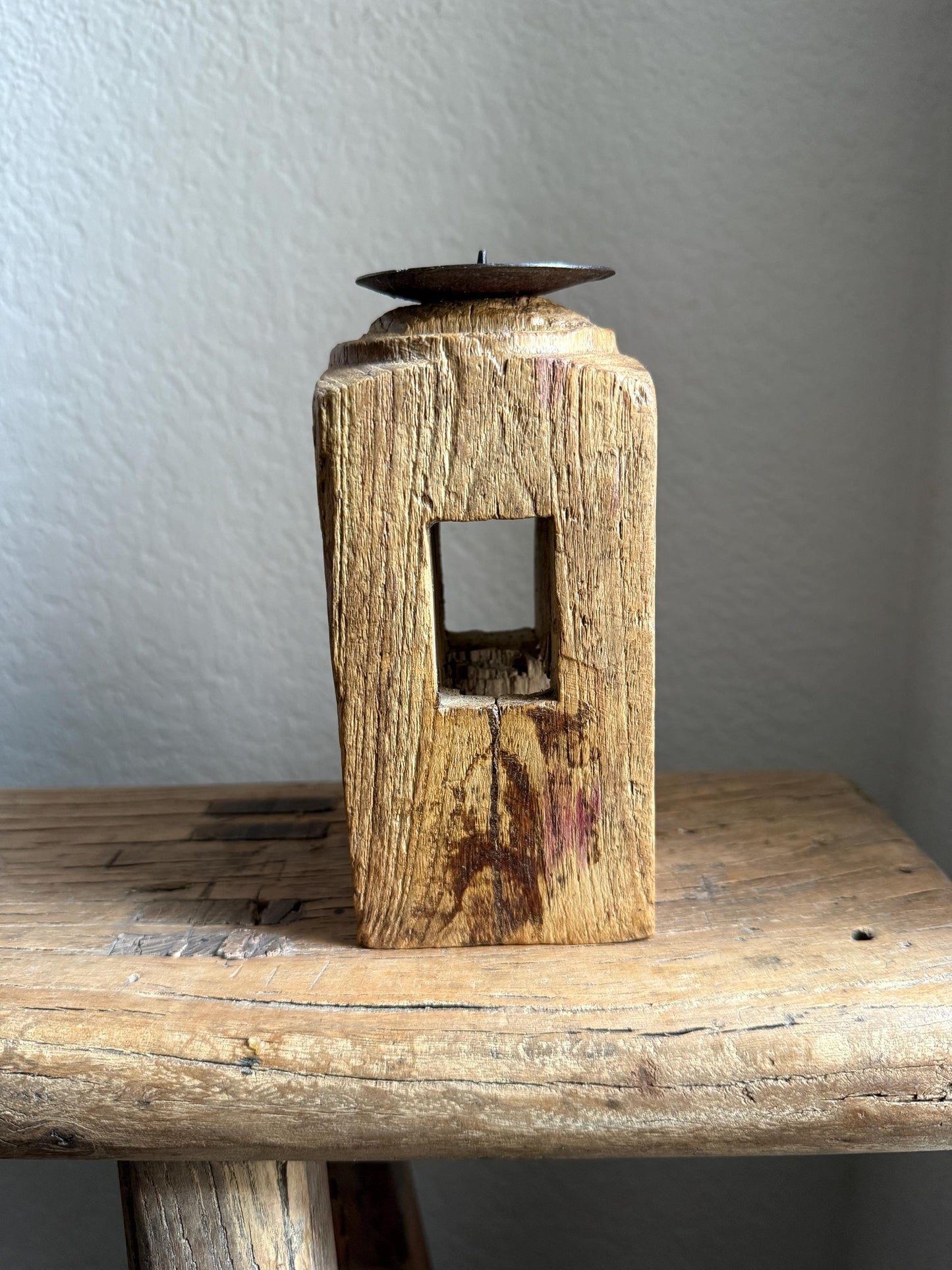 Vintage Carved Wooden Paga Candle Holder