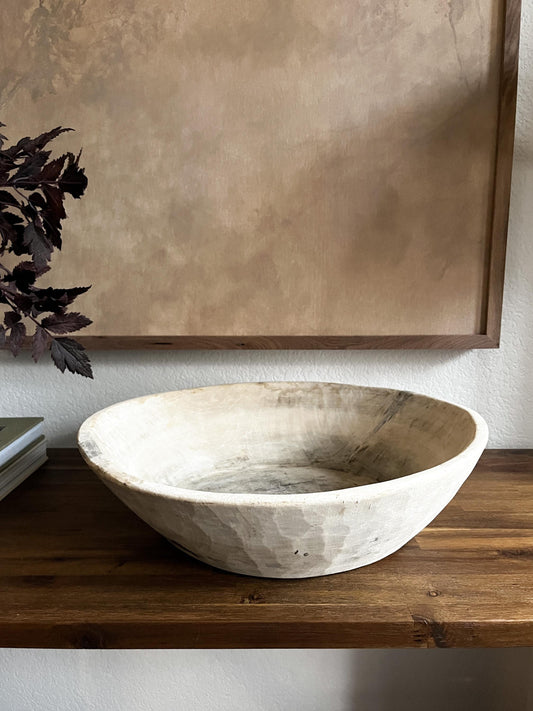 Large Rustic Wood Dough Bowl