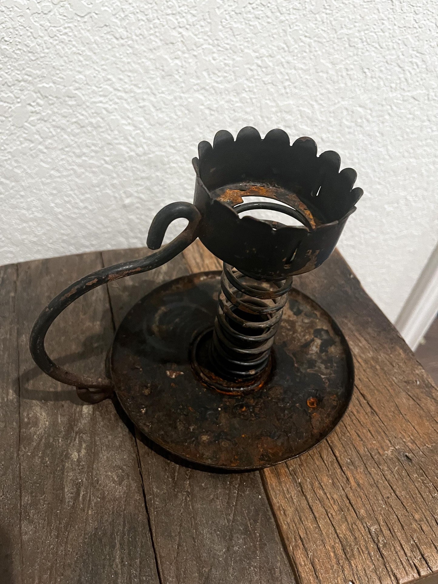 Antique Wrought Iron Courting Candlestick Holder