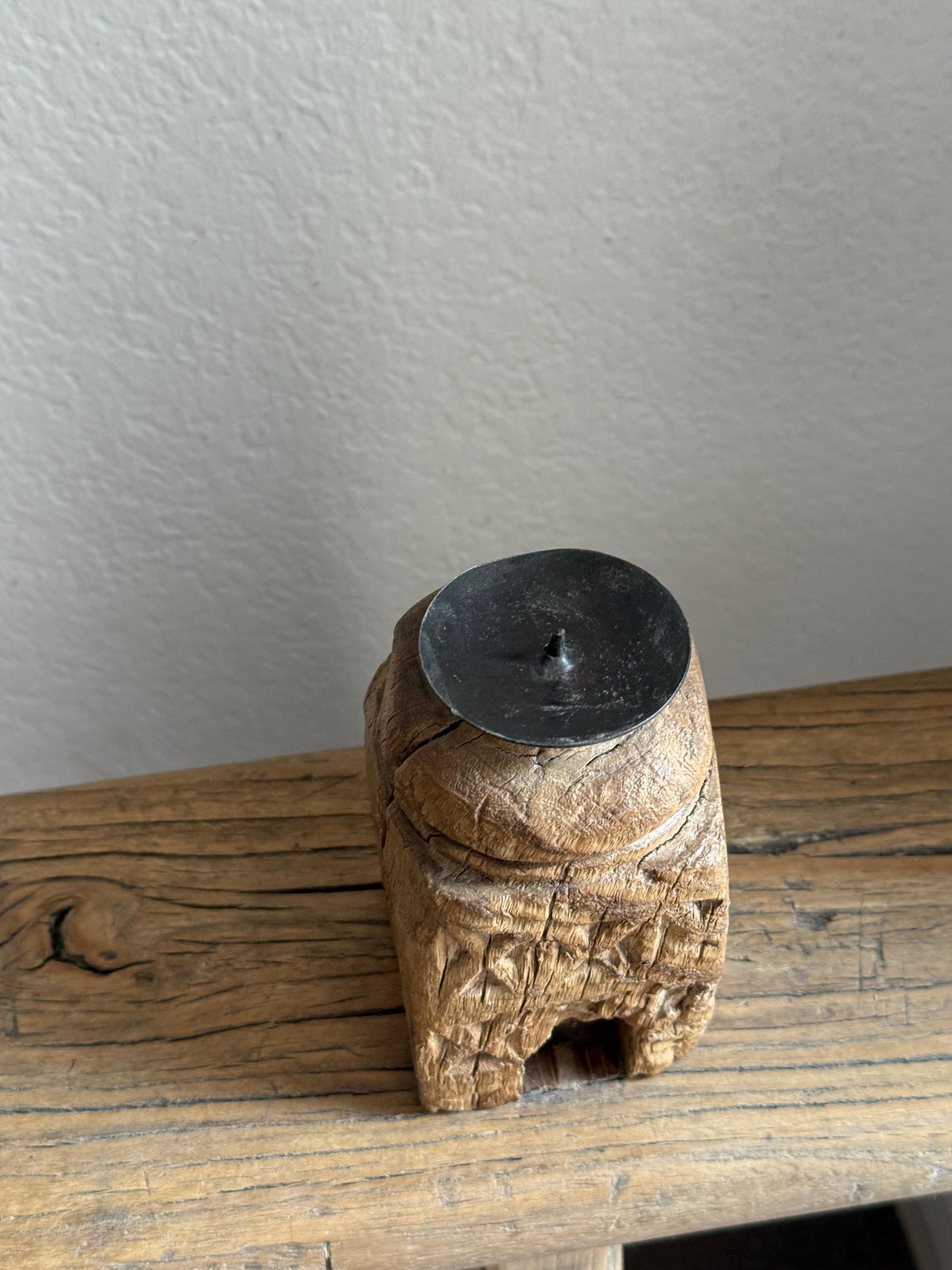 Vintage Carved Wooden Paga Candle Holder