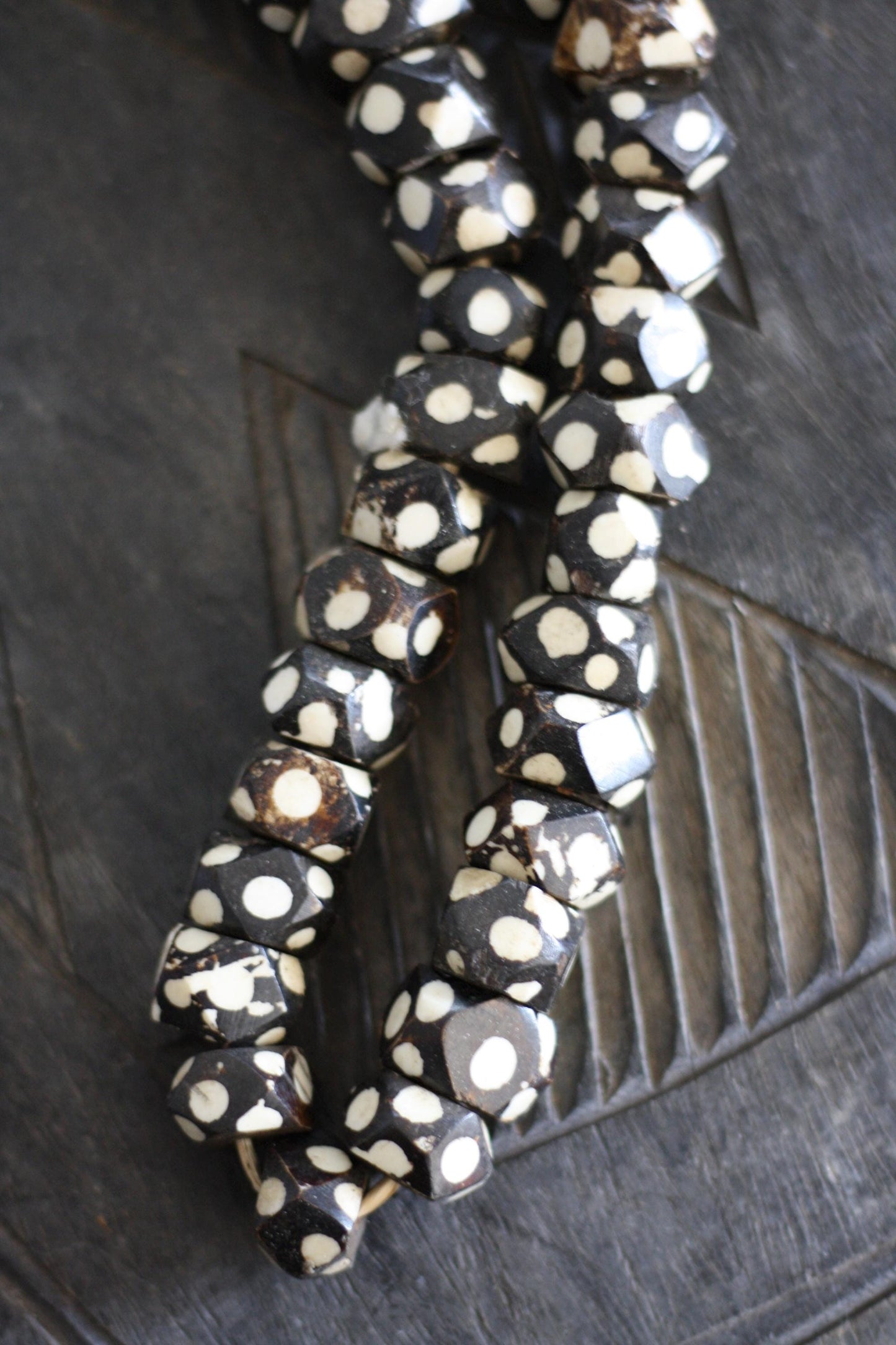 Vintage African Batik Bone Bead Strand
