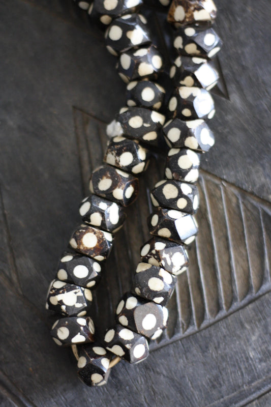 Vintage African Batik Bone Bead Strand