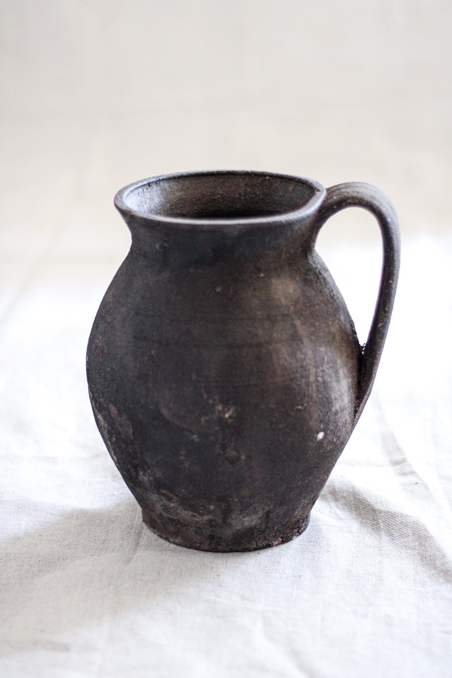 Antique Black Clay Folk Art Pottery