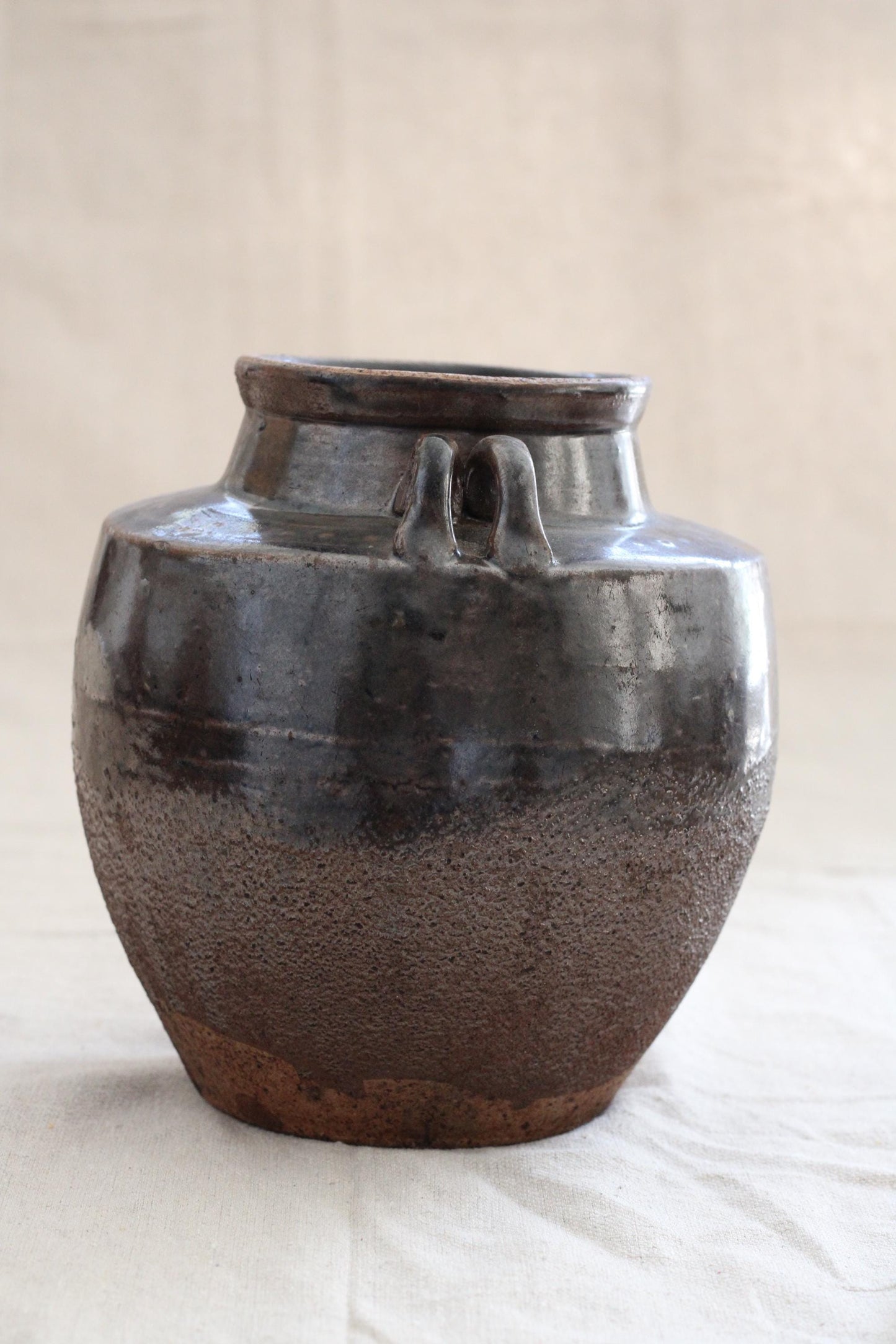 Vintage Glazed Four Handle Pot