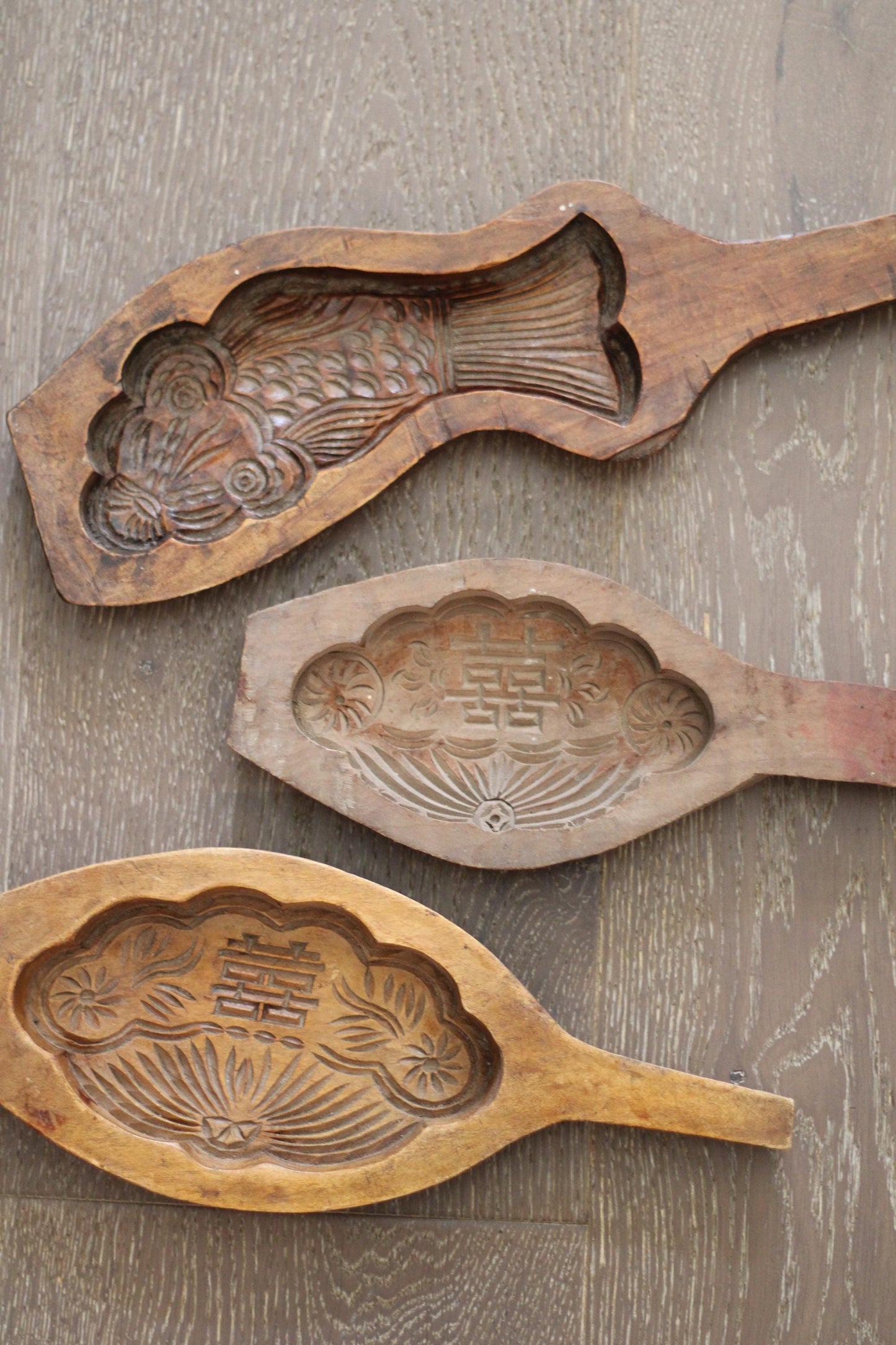 Antique Wood Carved Mooncake Cookie Mold