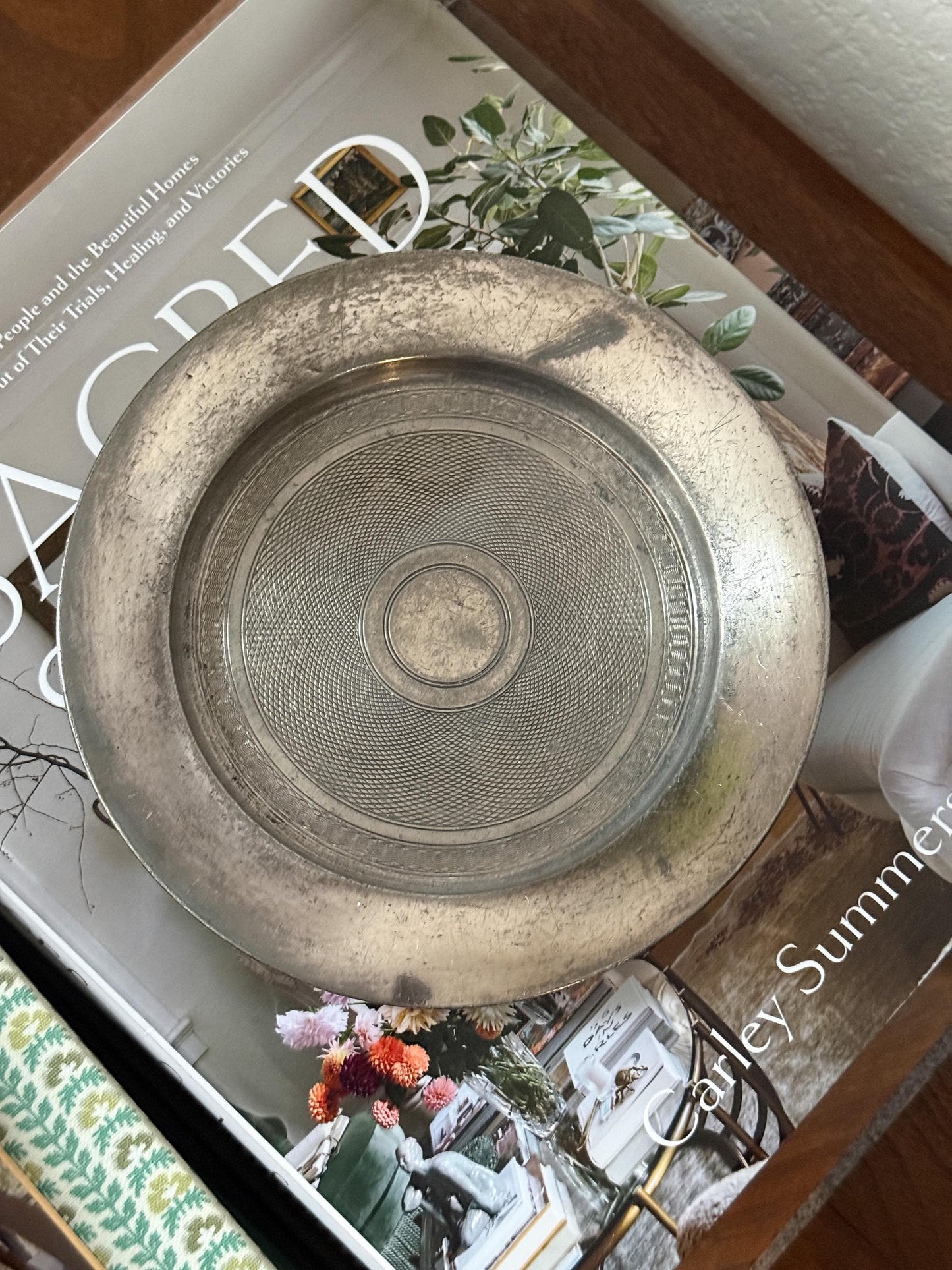 Vintage Silver Plate Round Tray