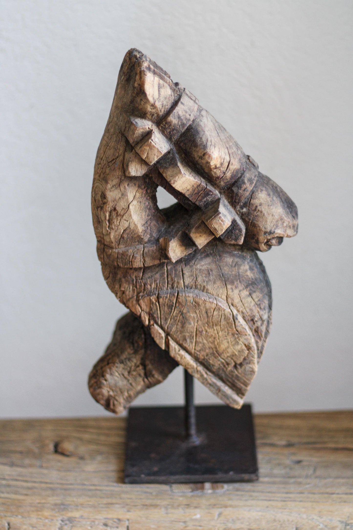 Antique Hand Carved Wood Horse Sculpture