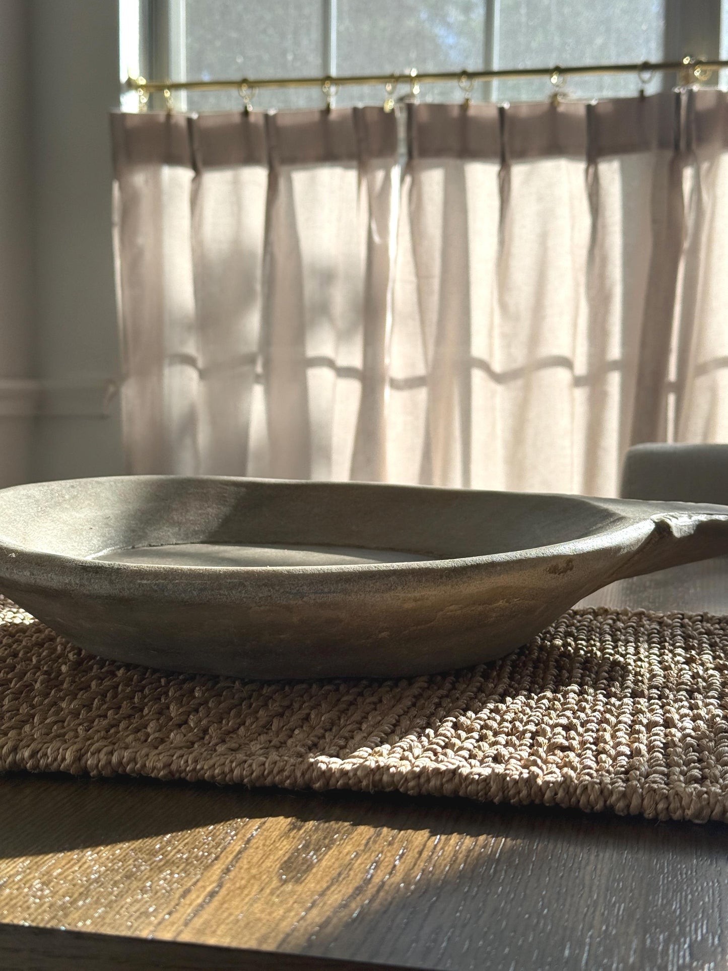 Large Antique Stone Parat Tray with Handle