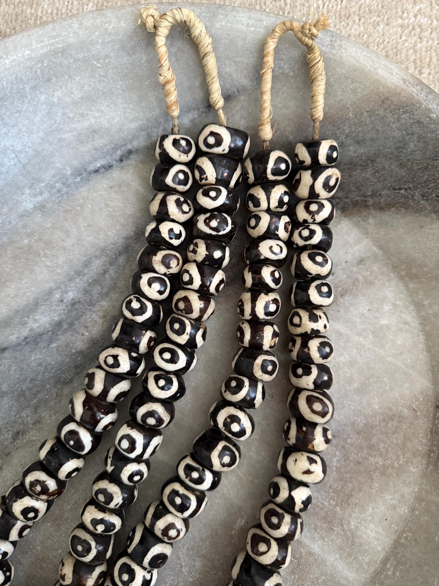 Vintage African Batik Bone Bead Strand
