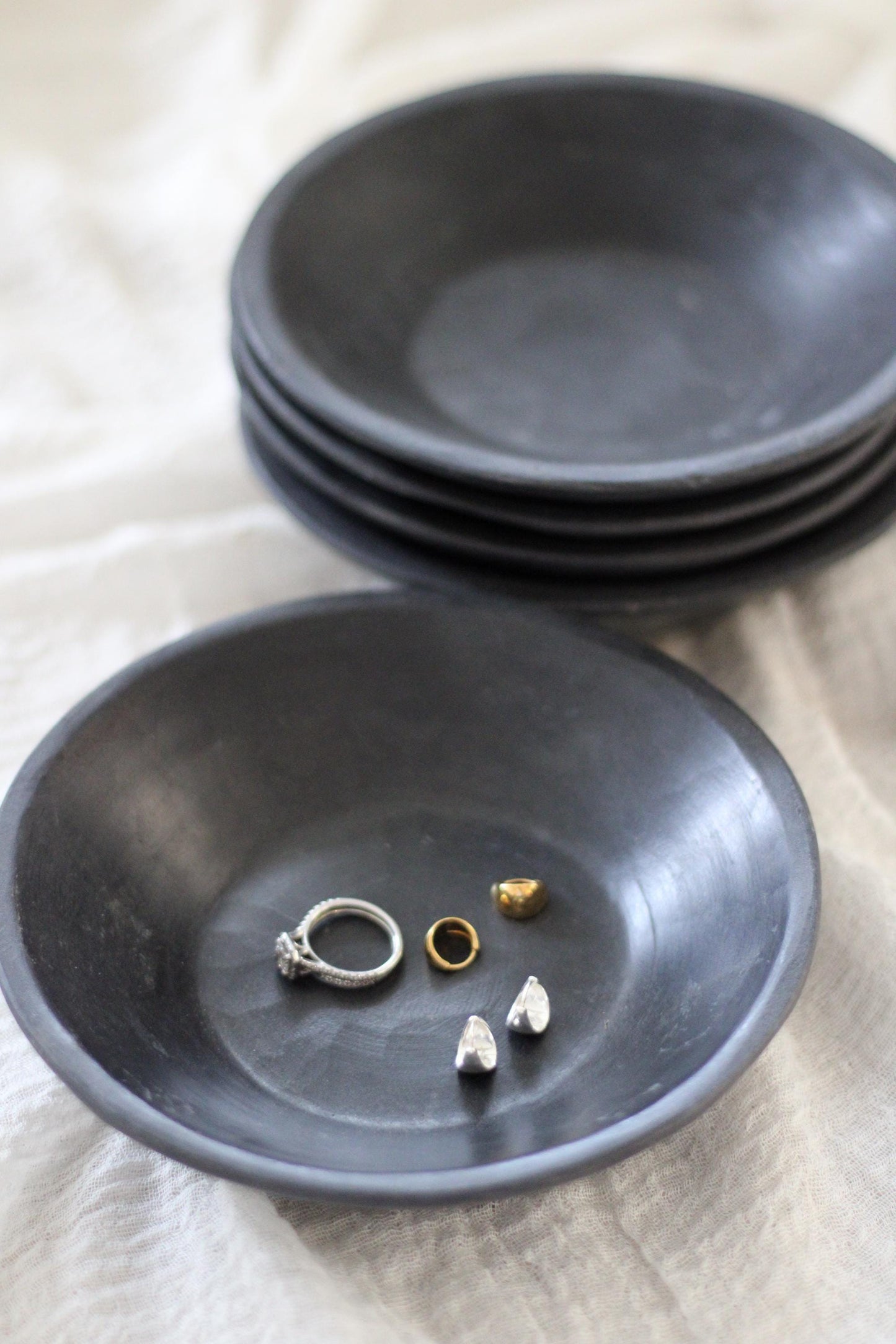 Vintage Black Marble Stone Bowl Small