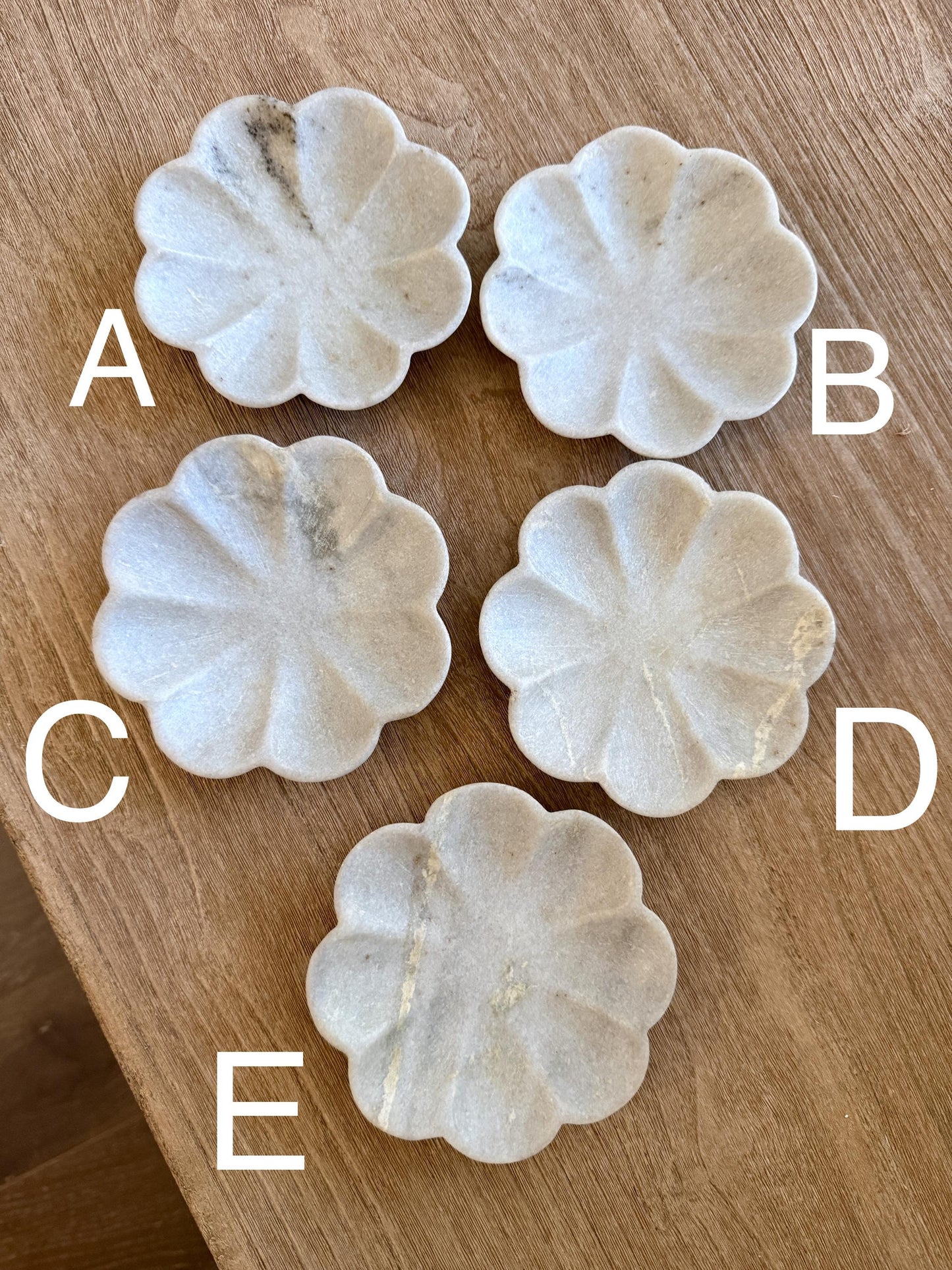 Vintage White Marble Flower Bowl Scalloped
