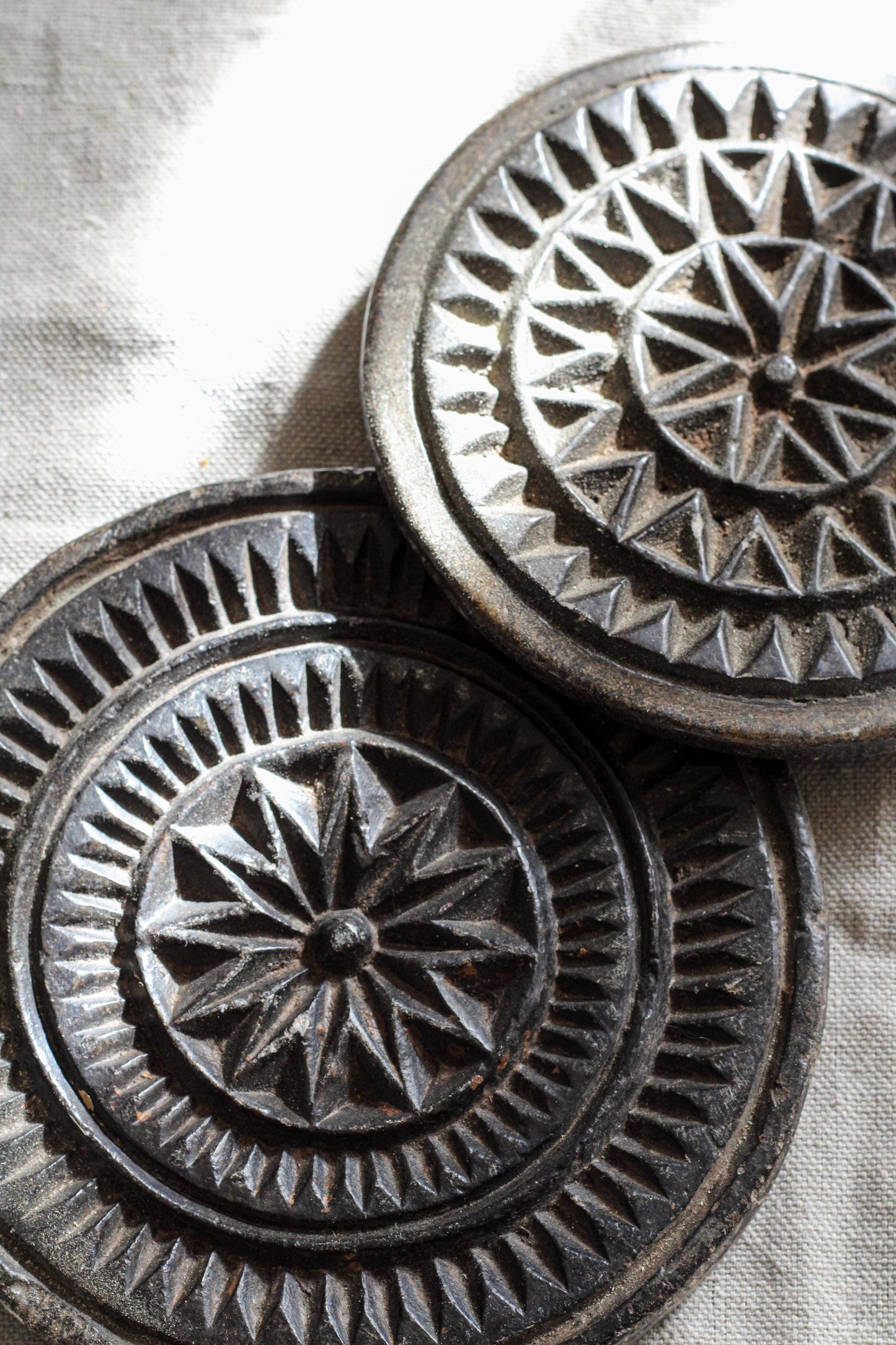 Antique Black Stone Cookie Mold Large