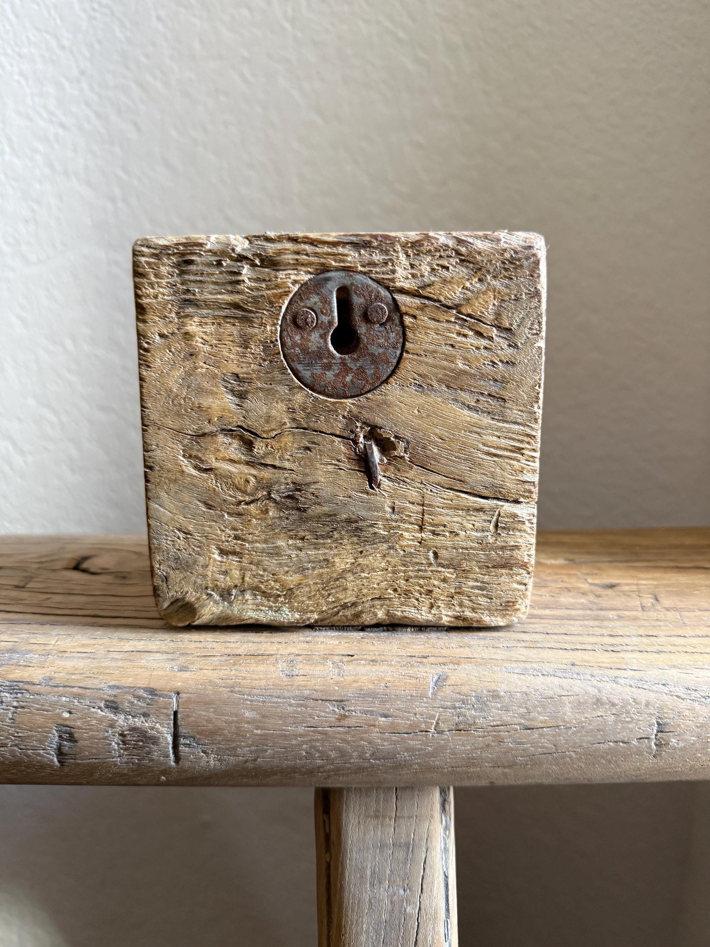 Vintage Wooden Carved Panel and Iron Wall Hook