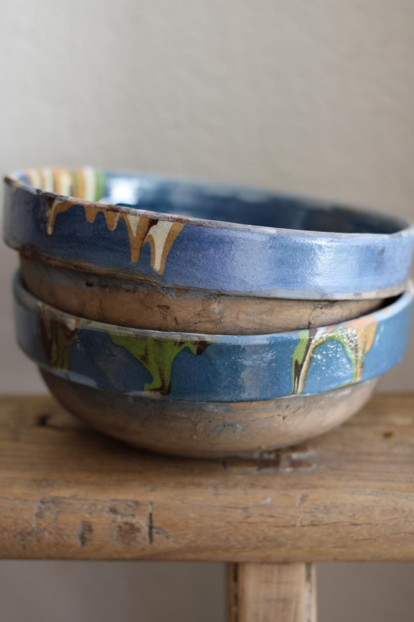 Marbleized Blue Glazed Bowl