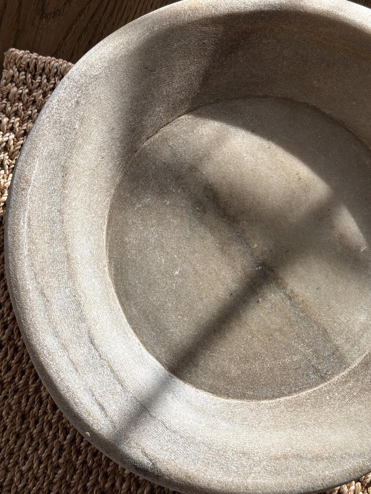Large Antique Stone Parat Tray with Handle