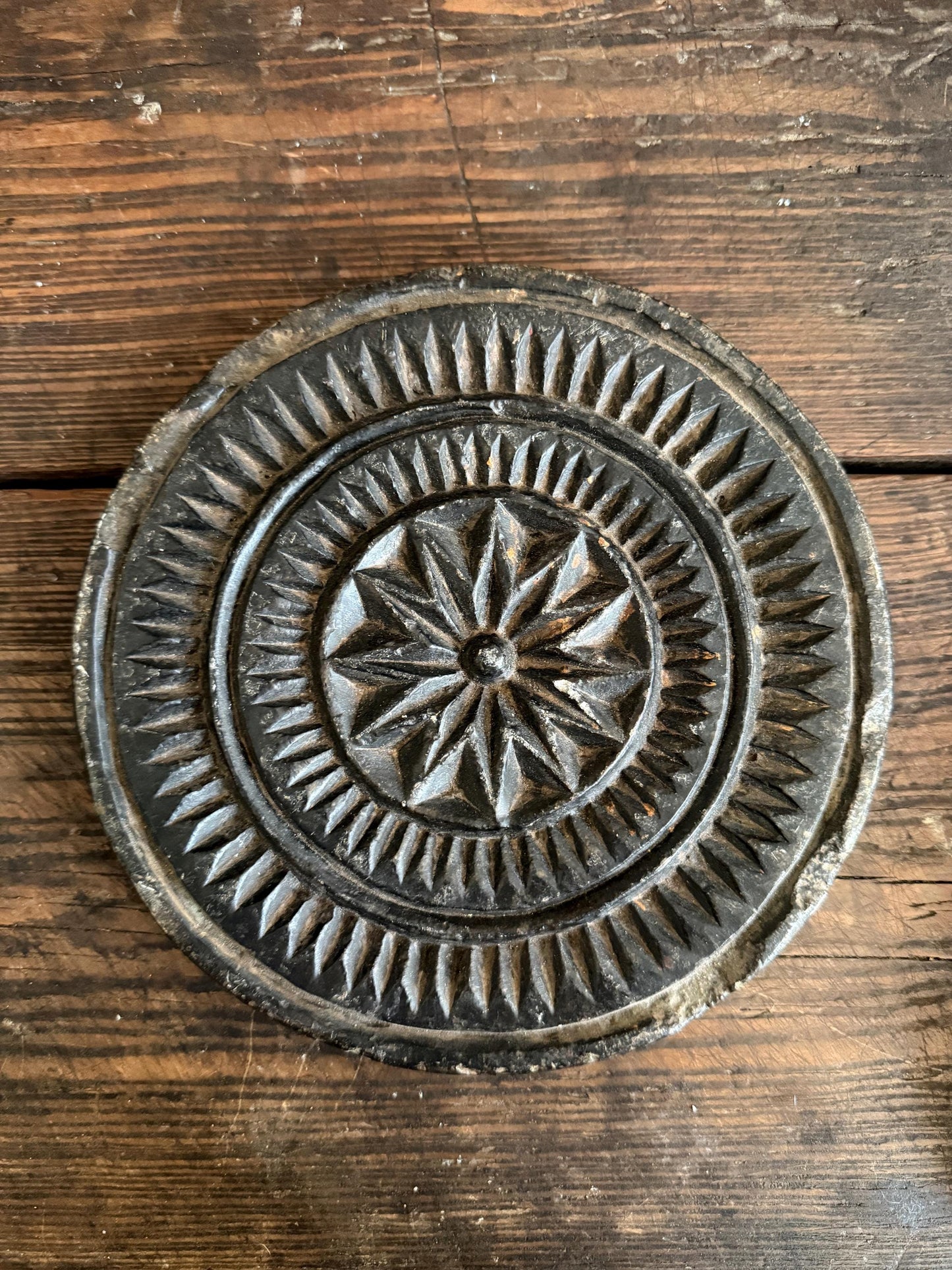 Antique Black Stone Cookie Mold Large