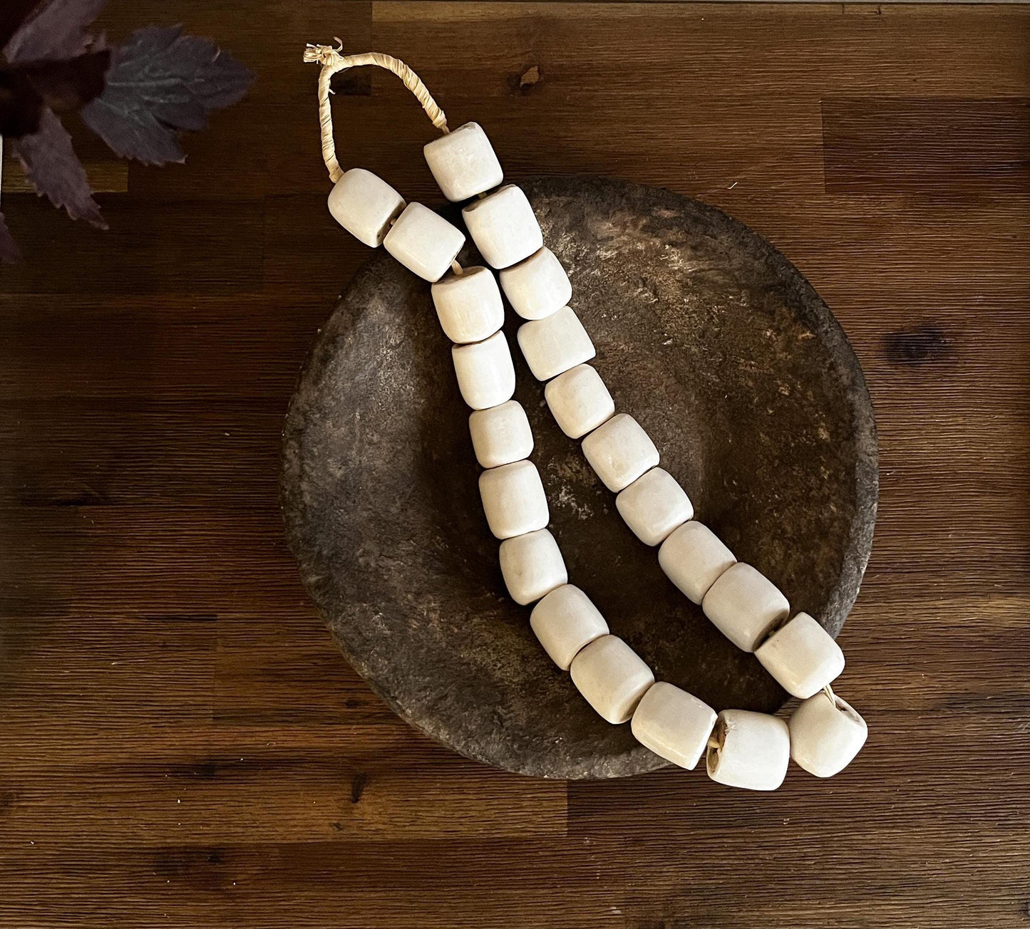 Vintage African Bead Strand Jumbo White Bone