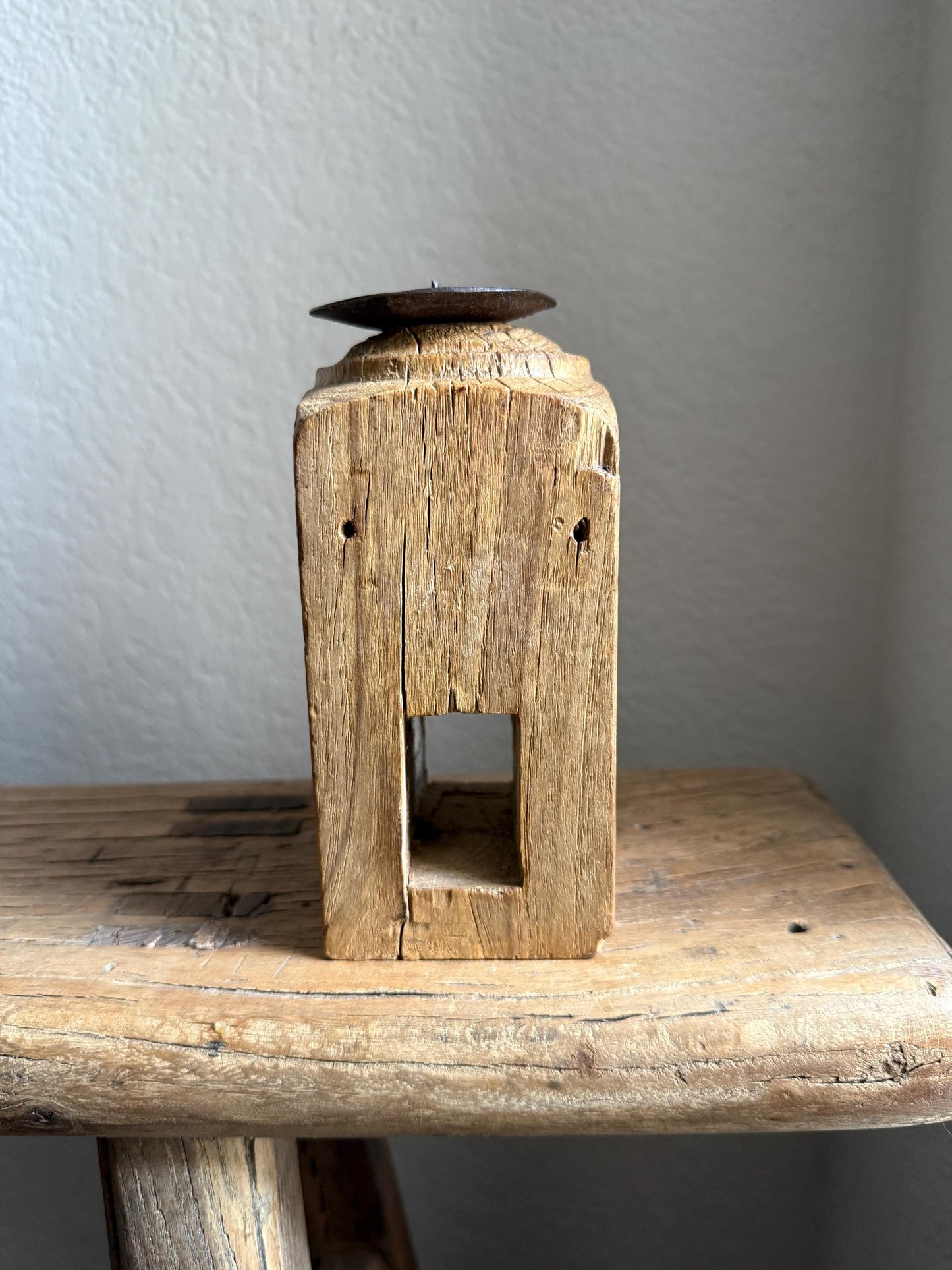 Vintage Carved Wooden Paga Candle Holder