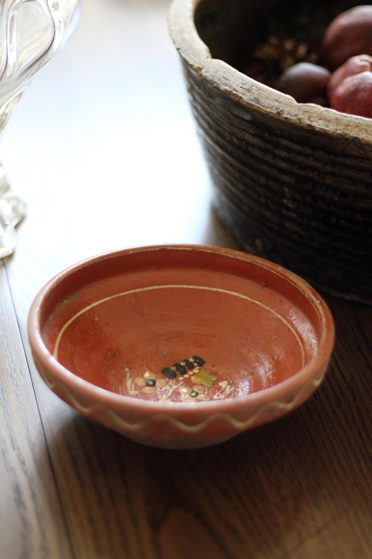 Vintage Terracotta Hand Painted European Bowl